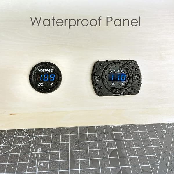 2-pack DC 12V 24V Vattentät Bil Voltmeter LED Digital Display Panel, Rund Spänningsmätare med Terminaler för Bil/Motorcykel/Husvagn