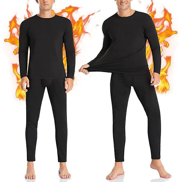 Althee Termiskt Underställ för Män Långa Kalsonger med Fleecefodrad Långärmad Baslageruppsättning Topp S-2xl M