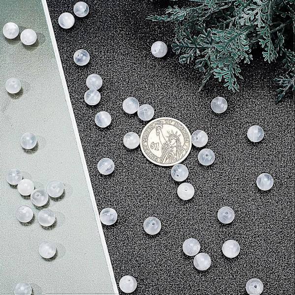 49 kpl 8 mm luonnonkivisiä helmiä, luonnollinen seleniitti pyöreitä helmiä, jalokiviä irtotavarana rannekorujen ja kaulakorujen valmistukseen (reikä: 1 mm)