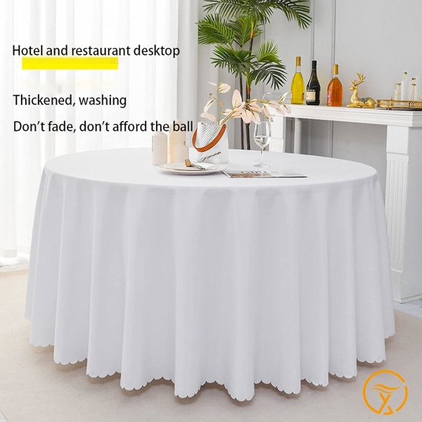 Dug, borddug, bordlinned, bordklæde, rund dug, aftørringsvenlig dug til hjemmerestaurant, spisestue, fest blue 380cm