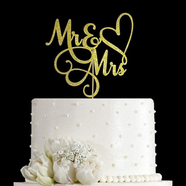 Herr och fru Cake Topper, bruden och brudgummen tecken för bröllop, förlovning tårta dekoration