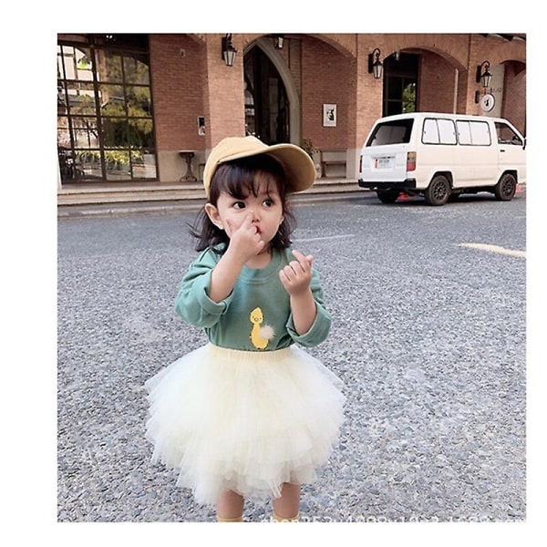 Fashion Baby Girls Tutu Fluffy Skirt Princess Ballet Dance Tutu Mesh Skirt Kids Cake Skirt Cute Girls Clothes Gray 90