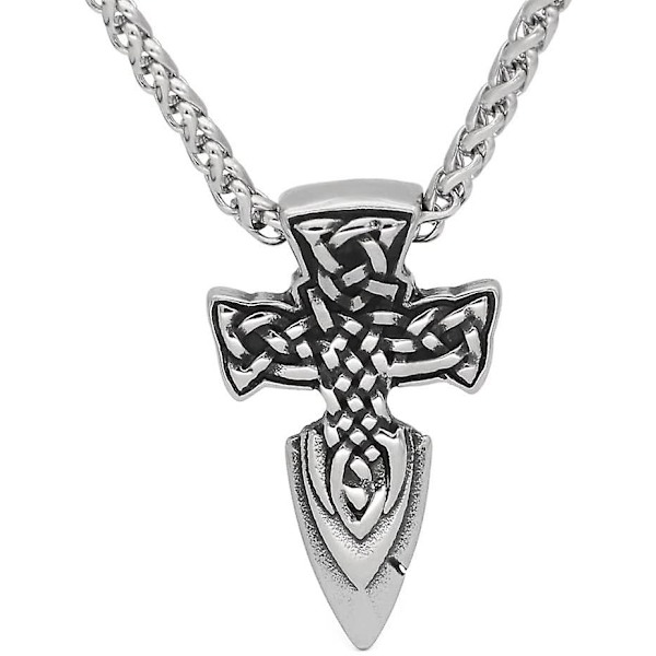 Viikinki Kelttisolmu Keihäs Riipus Kaulakoru - Miesten Ruostumaton Teräs Vintage Kolminaisuus Solmu Miekka Pää Amuletti - Käsintehty Punk Hip Hop Biker Lumo Nordic Je