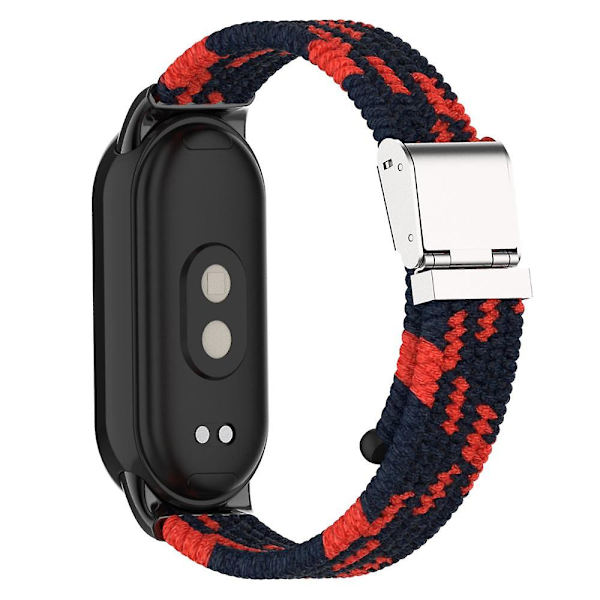 För Xiaomi Smart Band 8 flätad nylon klockarmband justerbart spänne elastiskt band Black Red