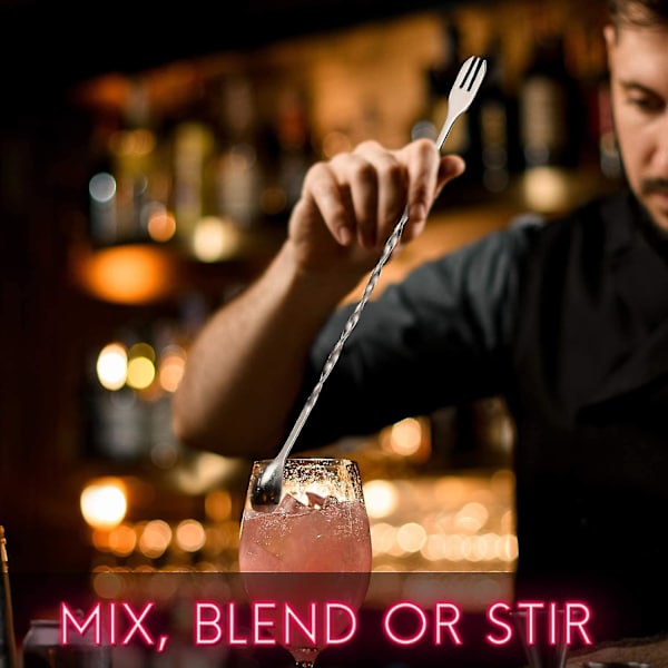 Cocktailrørepind og blandingsske i rustfrit stål - Lav lækre Mojitos og andre frugtdrikke (to styk)