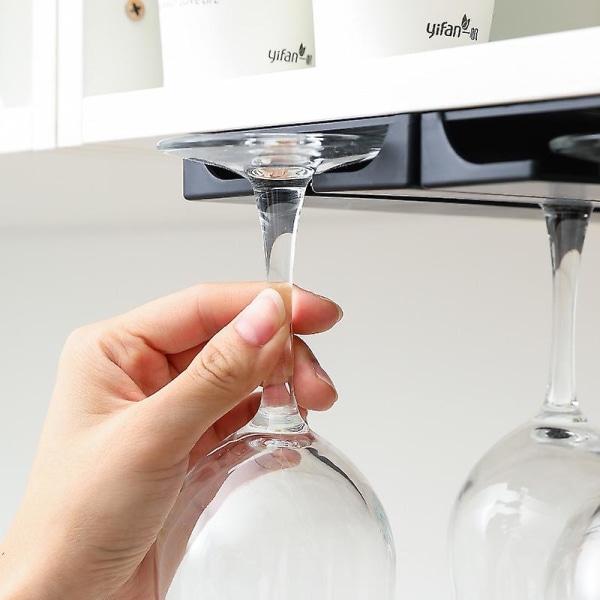 Plastik Vinglas Rack, Vinglasholder, Opbevaring af Stilkglas, Vinglas, Pakke med 2 Køkkenophæng, Sort