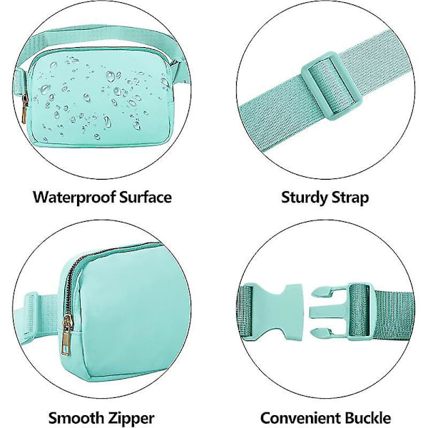 Snygg midjeväska i nylon för män och kvinnor, vattentät, sportig, casual crossbody-väska Mint Green