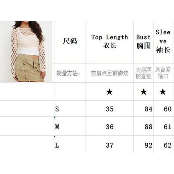 Heklet, hul strikket genser for kvinner, crop tops, langermet genser, cropped Style 7 M