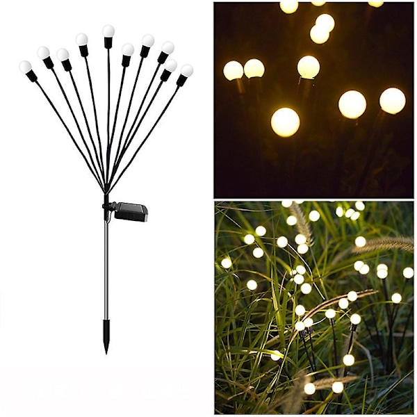 Solcellehavelamper - 2 pak Led Solcelle Sankt Hans Orm Lys Warm 10 head