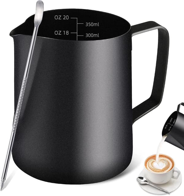 Sort Mælkekande til Kaffemaskiner - Rustfrit Stålkande