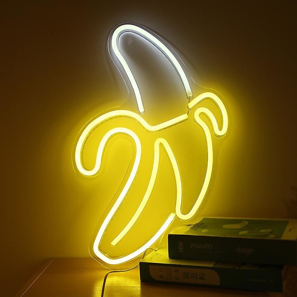Neonljus i form av en banan, LED-neonljus för väggdekoration, nattlampor, ljusslingor för jul, födelsedagsfest, barnrum, vardagsrum, hem