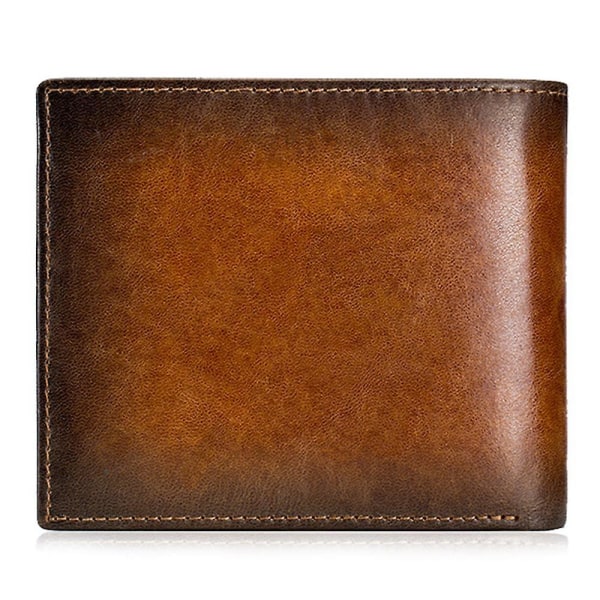 Vikbar plånbok RFID-blockerande toppskiktsläder kortfodral myntväska Light Brown