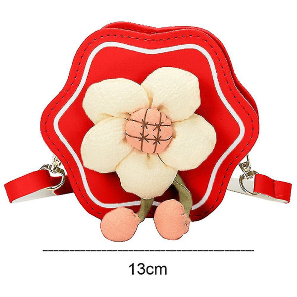 Crossbodyväska för tjejer,liten blomma miniväska för barn Tillbehörsväska Pu Cross-axelväska red
