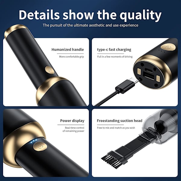 Håndholdt Støvsuger Ledningsfri 5500pa Bil Støvsuger Ledningsfri Usb-c Genopladelig 3 I 1 Bærbar Støvsuger Med Lysfunktion Mini Støvsuger Til Kæledyr, Bil Detaljering