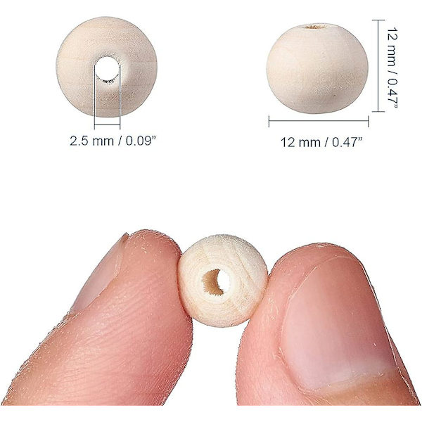 12 mm Puupallot - Raaka Luonnonpuusta Valmistetut Pyöreät Pallot Kranssiin 500 kpl