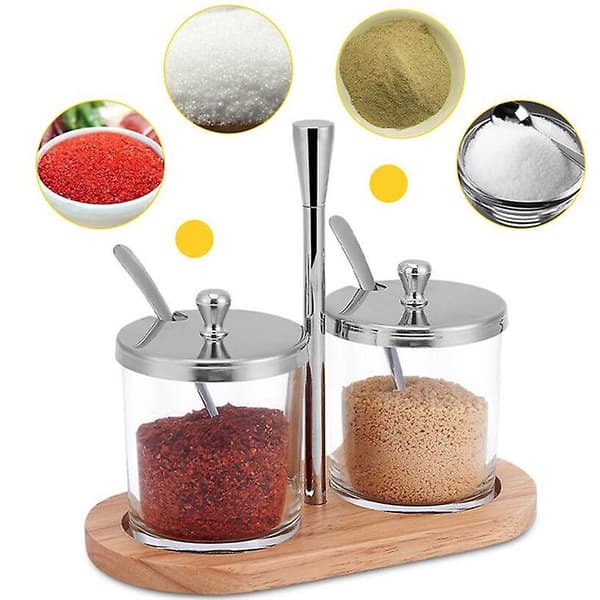 Glas kryddburk-kryddbox salt och socker krydda peppar krydda två burkar set kökstillbehör