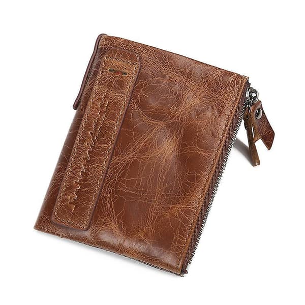 Retro Stil Läder Plånbok Multi Card Slots Purse Zippered Pouch