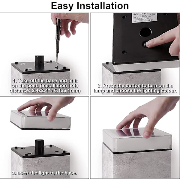 Solcelle stolpehatter - 13 x 13 cm 1 LED gjerde stolpe tre stolpe vanntett lys for dekk terrasse plen trinn utendørs solcellelys (rgb) Jiujiuso
