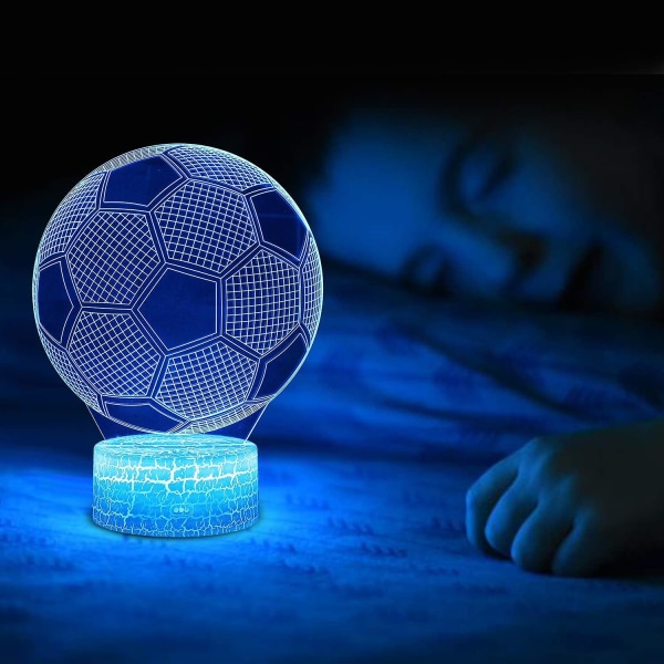 Fotboll 3d nattlampa för pojkar, 3d optisk illusionslampa, dimbar 3d nattlampa med 16 färgförändringar och fjärrkontroll, födelsedag och jul G