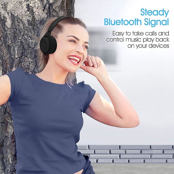 Bluetooth-hörlurar Over Ear, Trådlösa Hörlurar V5.0, Mjuka Memory-protein Öronmuffar Och Inbyggd Mikrofon För Iphone/android Mobiltelefon/pc/tv Black