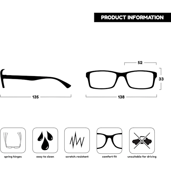 The Reading Glasses Company 2-pack Läsbrillor Svart Grå Designer Stil Herr Dam RR92-17 +2.50 100 degrees