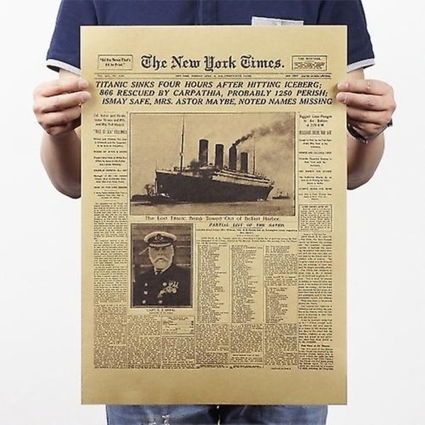 Avis Historisk Øjeblik Titanic Kraft Papir Plakat Vægkunst Hjem Værelse Dekorationsartikler