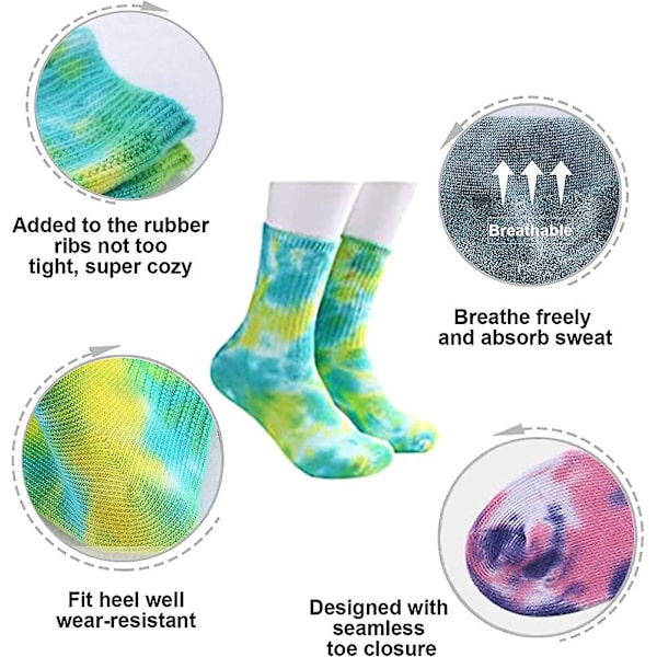 Uformelle Tie-dye Myke Bomullsstrømper Crew Cushion Nyhet Morsomme Atletiske Sokker