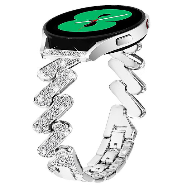 20mm zinklegering strass dekor armband för Samsung Galaxy Watch Active/Active2 40mm 44mm Silver