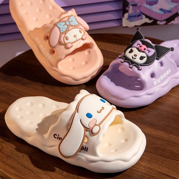 Kawaii Slides Anime Summer Open Toe Kudde Slides Sandaler, roliga strandtofflor med vadderad tjock sula, Cloud Slides för kvinnor Pink 45115