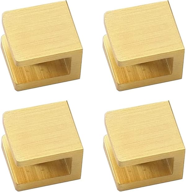 4-pack glasklämma, borrfritt glasfäste, hyllhållare, klämma (för 8 mm-10 mm glas, guld)