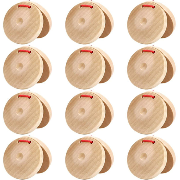 Tre Kastanjett Slagverksinstrument - 4 stk Håndfingerkastanjetter Festgaver Spanske Tre Kastanjetter Klasserom DIY Rytme Musikk Musikkinstrument F