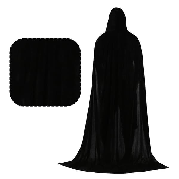 Unisex Kappe Kostyme i Full Lengde med Hette Black 130cm
