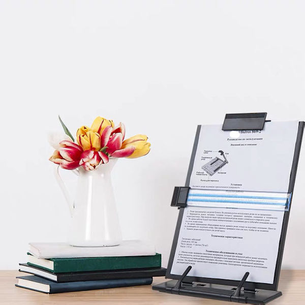 Hold over billedet for at zoome ind Sort Metal Bordplade Dokument Bogholder med 7 Justerbare Positioner (Sort)