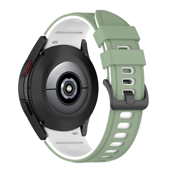 Silikoninen kellon ranneke Samsung Galaxy Watch 4/5/6 40/44mm / Watch6 Classic 43mm 47mm / 5 Pro 45mm -kelloille Light Green  White