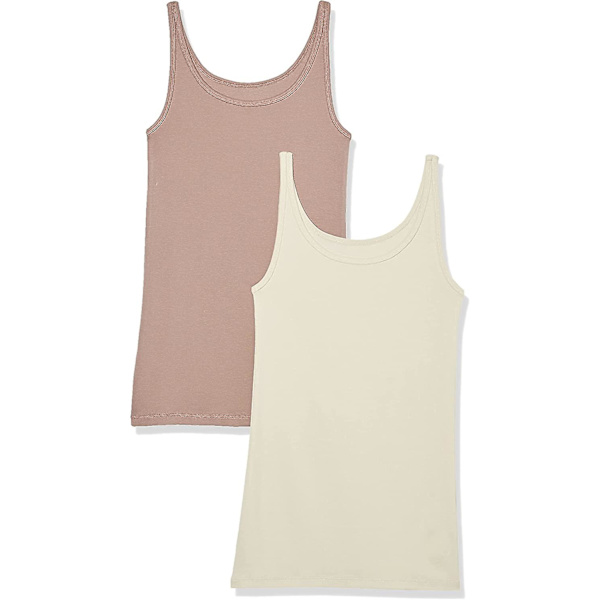 Slim-fit tanktopp med tynne stropper for kvinner, 2-pakning Style 5 M