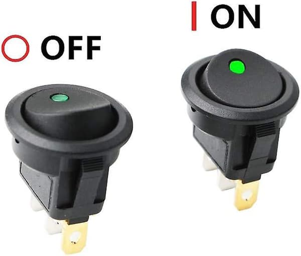 LED Belyst Rund Vippekontakt - 12v 20a On/off