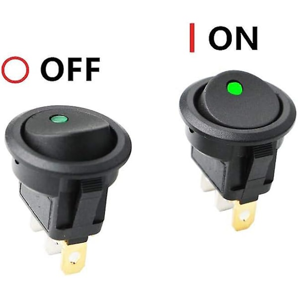Led-upplyst rund vippströmbrytare - 12v 20a På/av
