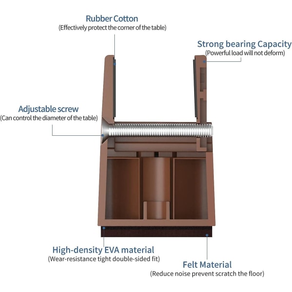 Sängmöbelhöjare med justerbar skruvklämma, 4 tum höjd tunga sofabord bordshissar, passar tjocklek på möbelram från 0 till 1,5 tum Brown 4 in