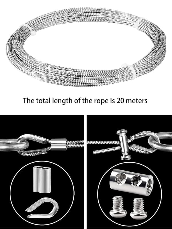 Rustfri Stål Wire Tau Kabel 20m - For Klatreplanter