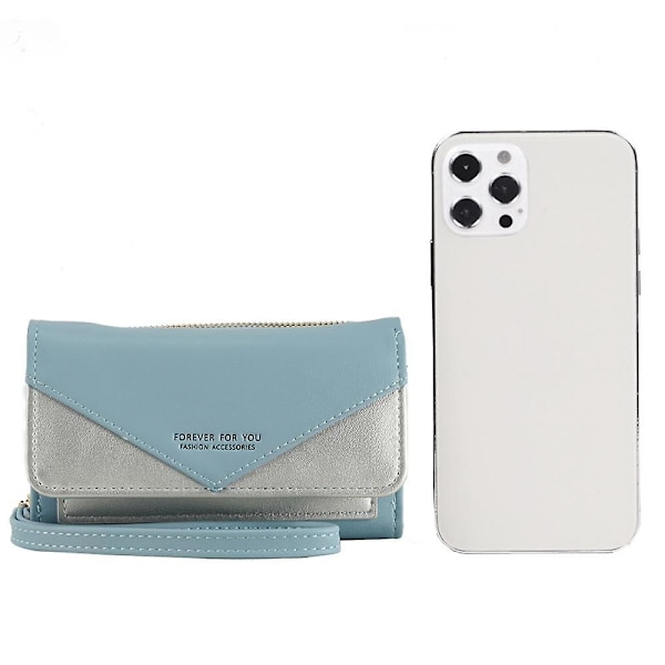 Dam multifunktion plånbok telefonfodral handledsväska PU läder handledskoppling väska Blue