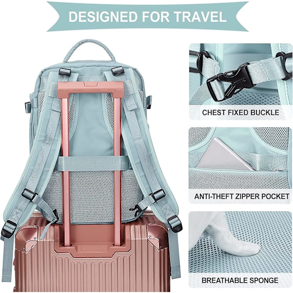 Stor Reseryggsäck Kvinnor, Carry On Ryggsäck Herr, vandringsryggsäck Vattentät Utomhussportryggsäck Casual Daypack Skolväska Fit 14 Inch Laptop C