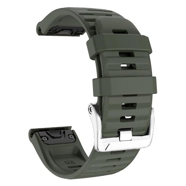 För Garmin Tactix 7 Pro/Fenix 7X/Fenix 6X Pro 26mm Silikonklockarmband med stålspänne Army Green