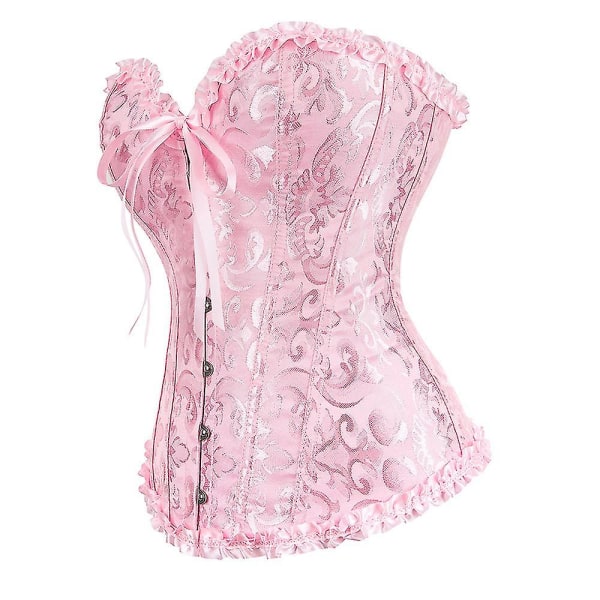 Kvinnors spets upp korsett benad överbyst korsett bustier underkläder bodyshaper topp prinsessa korsett -rosa Rosa-xs Pink -M