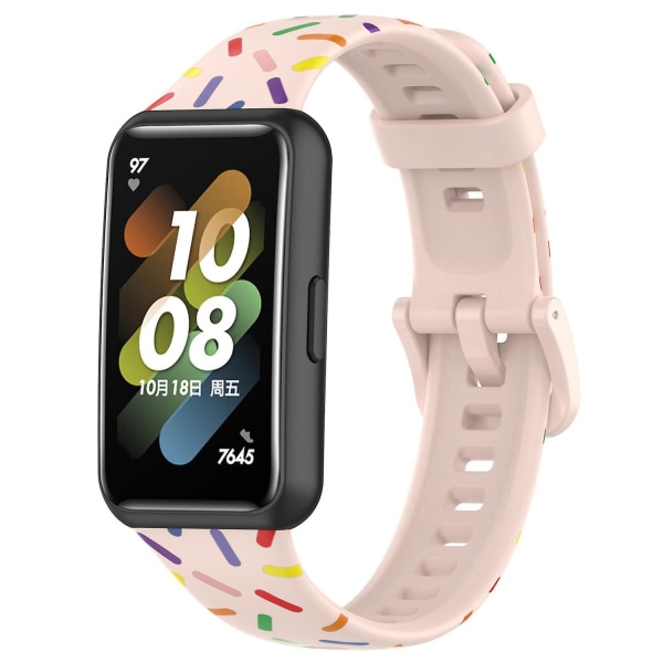 Färgglad fläckig handledsrem i silikon för Huawei Band 7 Light Pink