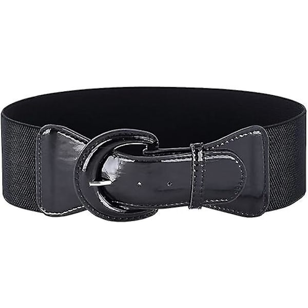 Svart Belte Dame Elastisk Skinnbelte 3 Hull Elegant For Kjoler Bluser