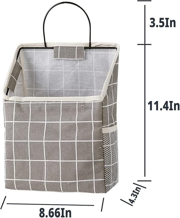 2-pack väggmonterad förvaringsväska för sovrum (grå rutig)
