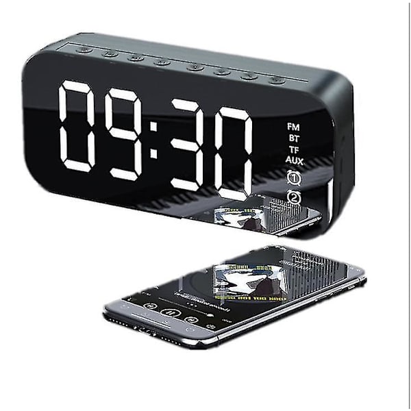 Bluetooth-högtalare, multifunktionell LED-digital väckarklocka White