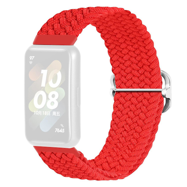 Flätat klockarmband för Huawei Band 7, ersättningsarmband med justerbart spänne Red