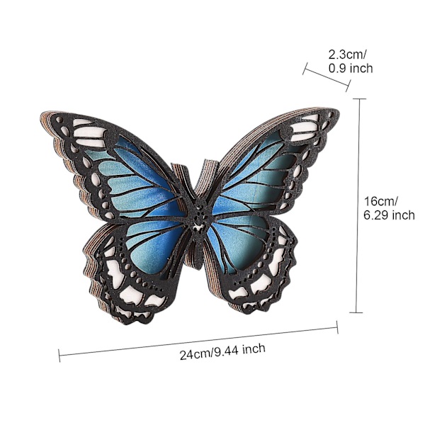 Fjäril Dekor Staty i Trä - Lysande Trä Djurhantverk Dekor, Fjäril Dekor, Djur Bordsdekoration, Jul Påsk Dekoration blue butterfly