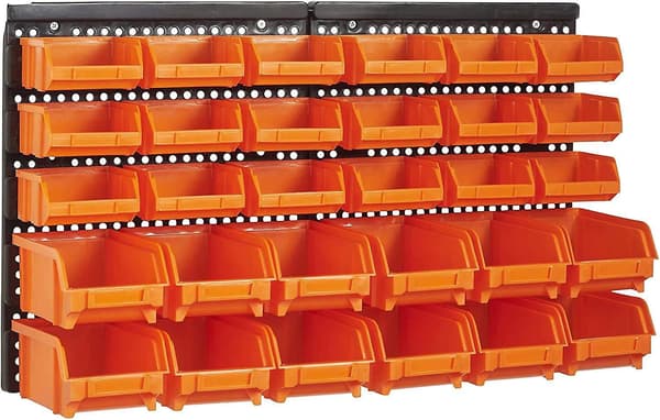 30-pack förvaringsställ med 2 väggpaneler, ABS-material, förvaringsställ för garageverkstad